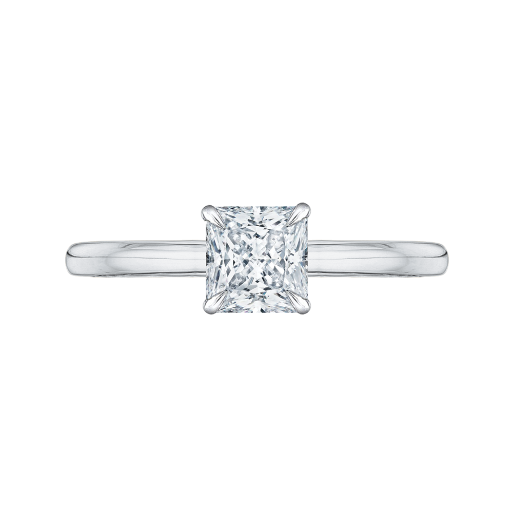 14K Two-Tone Gold Princess Cut Diamond Solitaire Engagement Ring (Semi-Mount)