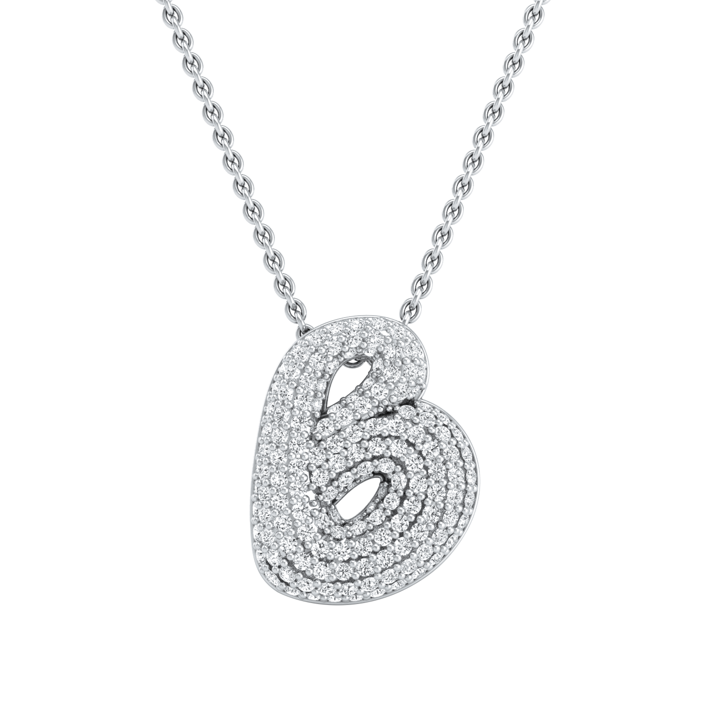 14K White Gold B Initial Fashion Pendant