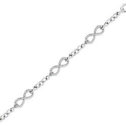 Diamond Infinity Link Bracelet in 10K White Gold (1/4 cttw)