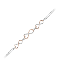 Diamond Infinity Heart Bracelet in 10K Two Tone Gold (0.11 cttw)