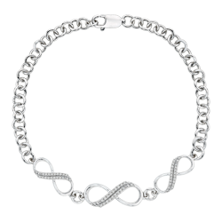Two Row Diamond Infinity Bracelet in Sterling Silver (1/5 cttw)