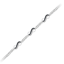 Black and White Diamond Infinity Tennis Bracelet in 10K White Gold (1/4 cttw)
