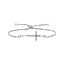 .04 ct Sterling Silver Diamond Bolo Bracelet