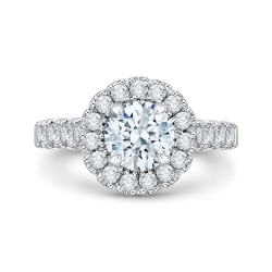 14K White Gold Round Halo Diamond Engagement Ring (Semi-Mount)