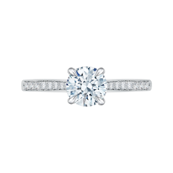 14K White Gold Round Diamond Solitaire with Accents Engagement Ring (Semi-Mount)