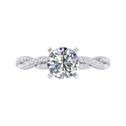 14K White Gold Round Diamond Engagement Ring (Semi-Mount)