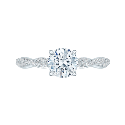 14K White Gold Round Diamond Engagement Ring (Semi-Mount)