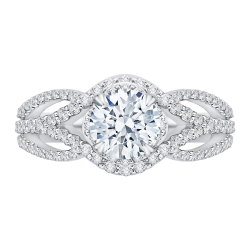 14K White Gold Round Diamond Engagement Ring with Split Shank (Semi-Mount)