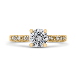 14K Yellow Gold Round Diamond Vintage Engagement Ring (Semi-Mount)