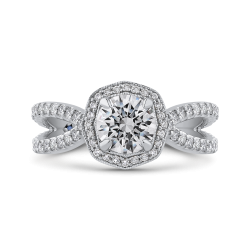 Platinum Round Cut Diamond Halo Engagement Ring (Semi-Mount)