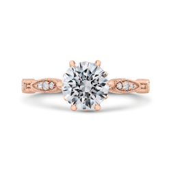 14K Rose Gold Round Cut Diamond Engagement Ring (Semi-Mount)