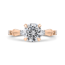 14K Rose Gold Round Cut Diamond Engagement Ring (Semi-Mount)
