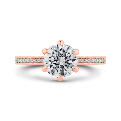 14K Rose Gold Round Diamond Engagement Ring (Semi-Mount)