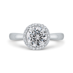 14K White Gold Diamond Halo Engagement Ring (Semi-Mount)