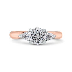 18K Two-Tone Gold Diamond Three-Stone Engagement Ring (Semi-Mount)