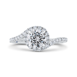14K White Gold Round Diamond Halo Engagement Ring (Semi-Mount)