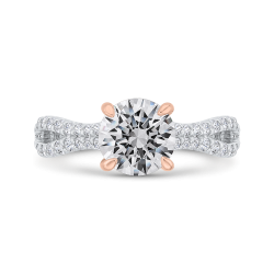 Round Cut Diamond Engagement Ring with Split Shank In 14K Two-Tone Gold (Semi-Mount)