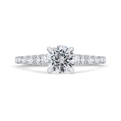 14K White Gold Round Diamond Solitaire Plus Engagement Ring with Milgrain (Semi-Mount)