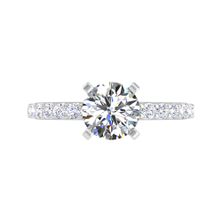 14K White Gold Round Cut Diamond Engagement Ring (Semi-Mount)