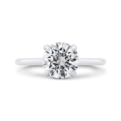 14K White Gold Round Cut Diamond Solitaire Engagement Ring (Semi-Mount)