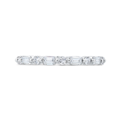 14K White Gold with Round & Emerald Diamond Eternity Ring