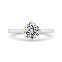 14K Two Tone Gold Round Cut Diamond Decoro Solitaire Engagement Ring (Semi-Mount)