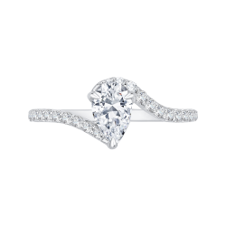 14K White Gold Pear Diamond Promise Engagement Ring (Semi-Mount)