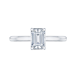 14K White Gold Emerald Cut Diamond Solitaire Engagement Ring (Semi-Mount)