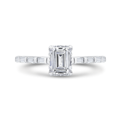 Emerald Diamond Engagement Ring In 14K White Gold (Semi-Mount)