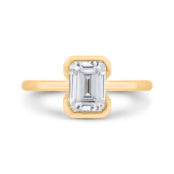 14K Yellow Gold Emerald Cut Diamond Solitaire Engagement Ring (Semi-Mount)