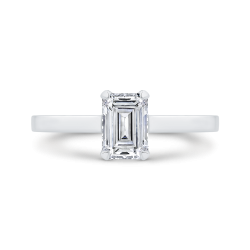 14K White Gold Emerald Cut Diamond Serenade Solitaire Surprise Stone Ring (Semi-Mount)