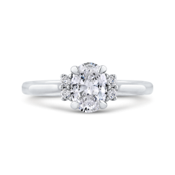 Oval Diamond Engagement Ring In 14K White Gold (Semi-Mount)