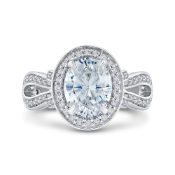 Oval Cut Diamond Halo Engagement Ring In Platinum (Semi-Mount)