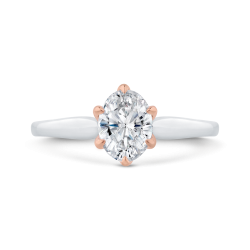 14K Two-Tone Gold Oval Diamond Solitaire Engagement Ring  (Semi-Mount)