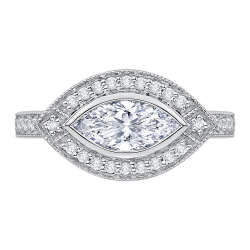 14K White Gold Marquise Diamond Halo Engagement Ring (Semi-Mount)