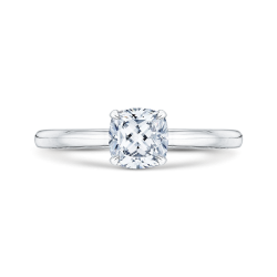 14K White Gold Cushion Cut Diamond Solitaire Engagement Ring (Semi-Mount)