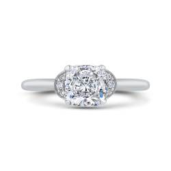 Cushion Diamond 14K White Gold Classic Engagement Ring (Semi-Mount)
