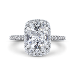 14K White Gold Cushion Cut Diamond Engagement Ring (Semi-Mount)