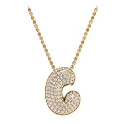 14K Yellow Gold C Initial Fashion Pendant