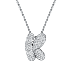 14K White Gold K Initial Fashion Pendant