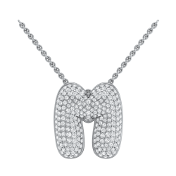 14K White Gold M Initial Fashion Pendant
