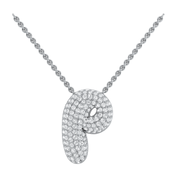 14K White Gold P Initial Fashion Pendant