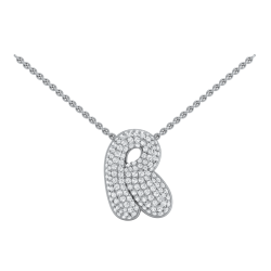 14K White Gold R Initial Fashion Pendant