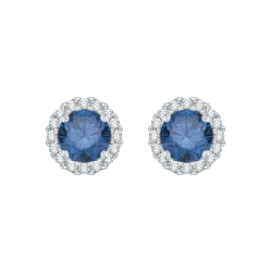 10K White Gold 1 ct. Center Blue Diamond Fashion Earrings