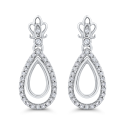 10K White Gold 1/5 Ct Diamond Fashion Earrings