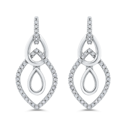 10K White Gold 1/4 Ct Diamond Fashion Earrings