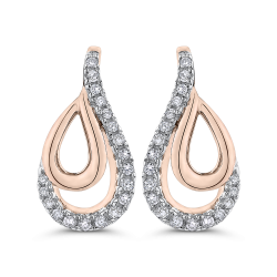 10K Rose Gold 1/5 Ct Diamond Fashion Earrings