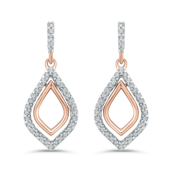 10K Rose Gold 1/4 Ct Diamond Fashion Earrings