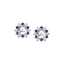 Alternating 1/4 ct. Diamond with 3/8 ct. Sapphire Earring Jackets in 14K White Gold