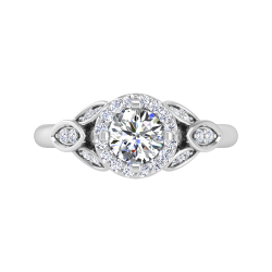 14K White Gold Round Diamond Engagement Ring (Semi-Mount)